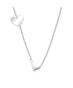 Heart with L Silver Necklace SPE-5744